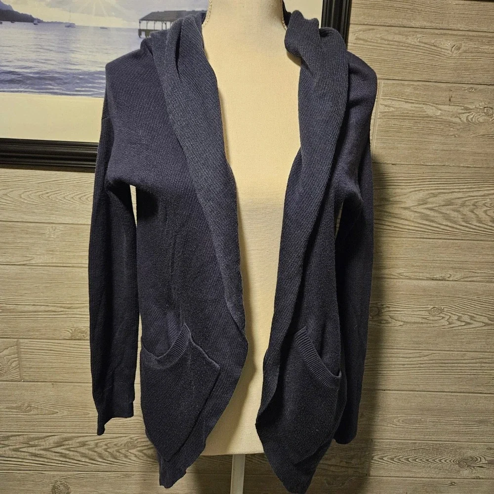 Lululemon Cabin Yogi Wrap Open Front Cardigan Navy Blue Cashmere Blend Size 4